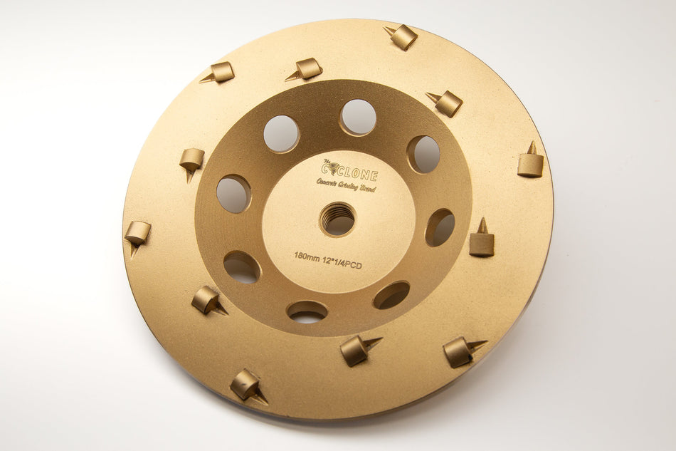 7” PCD Diamond Cup Wheel | 5/8-11 Threaded (Gold)