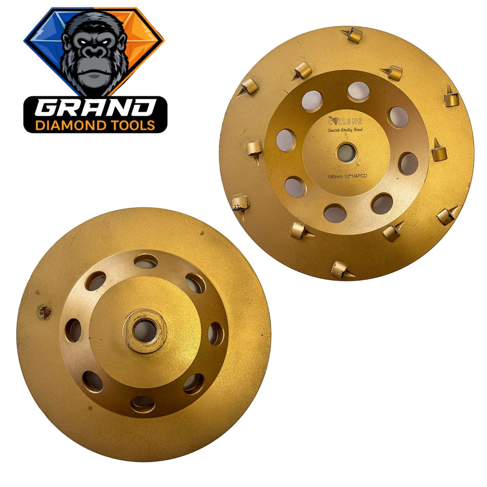 7” PCD Diamond Cup Wheel | 5/8-11 Threaded (Gold)