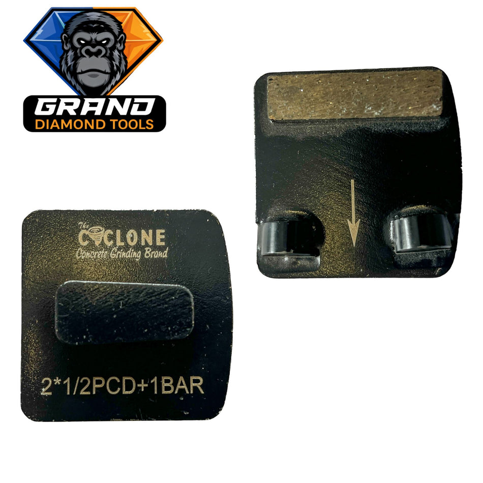 Redi-lock style pcd with single bar grinding