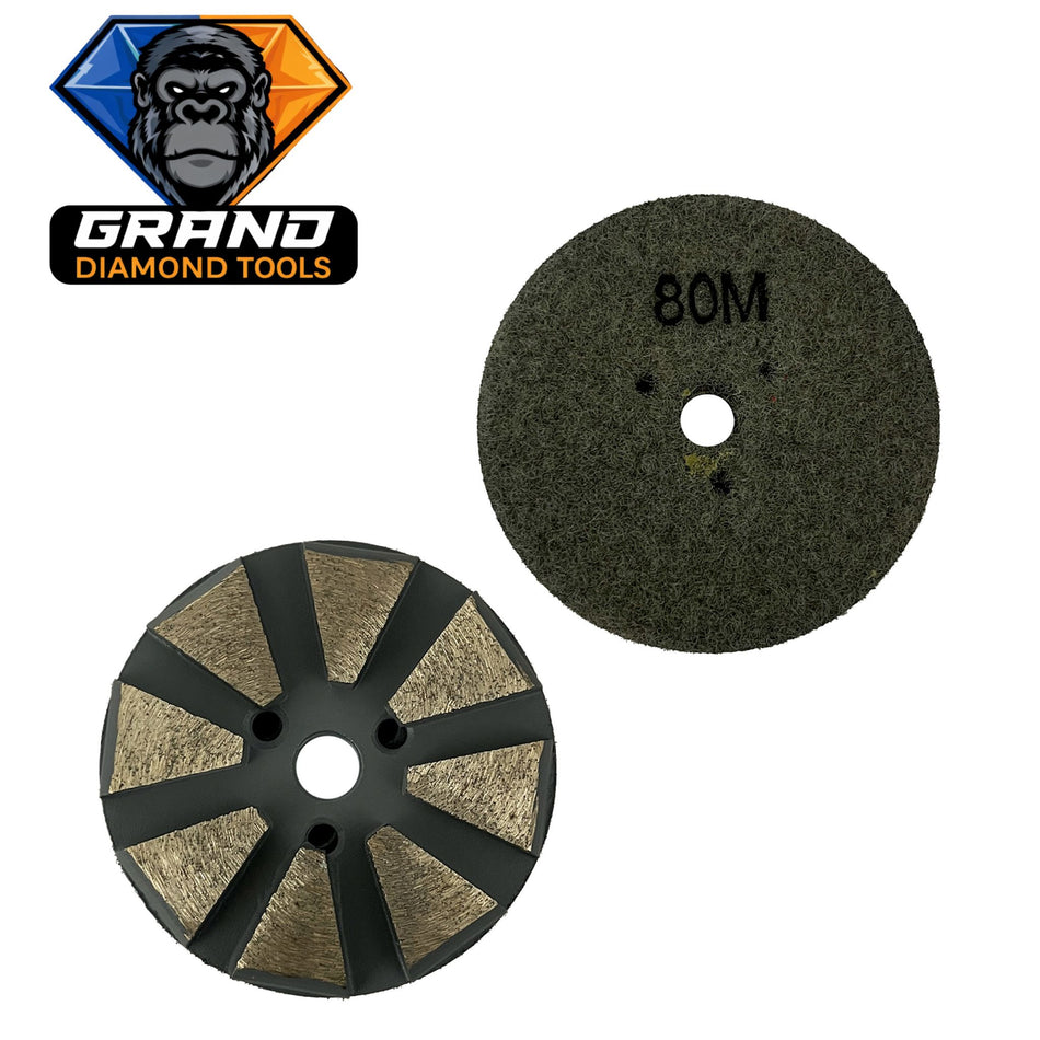 3" ROUND Style Grinding Segment Velcro (Grey)
